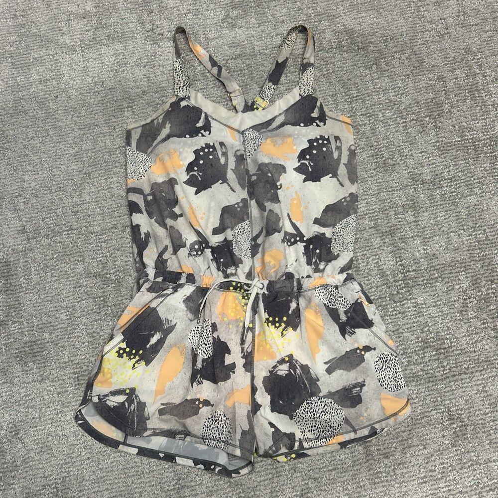 Lululemon Be Free Runsie Romper Womens 6 Mini Art Pop Gray Orange Beach Summer